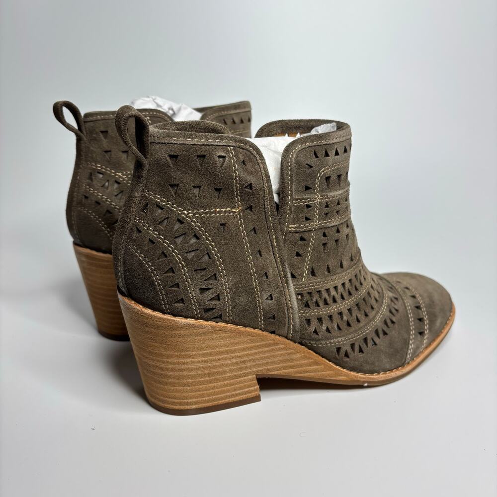 Sofft Sallie Perforated Suede Wedge Heeled Bootie in Taupe - Picture 3 of 9